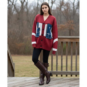 G-Star Raw Unisex Holiday Wool Cardigan Grandpa Chunky Red Beige Blue Sz Large